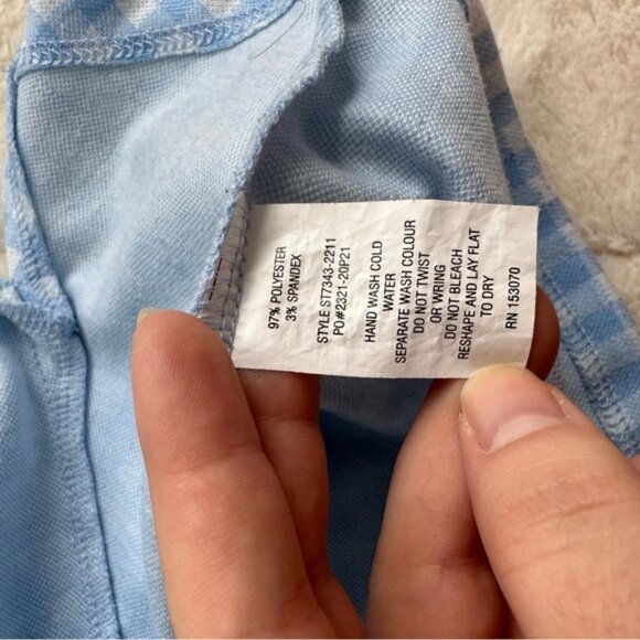 Emily June | Blue & White Check Halter Strap Plaid Bodycon Dress | Size Medium - Picture 7 of 10